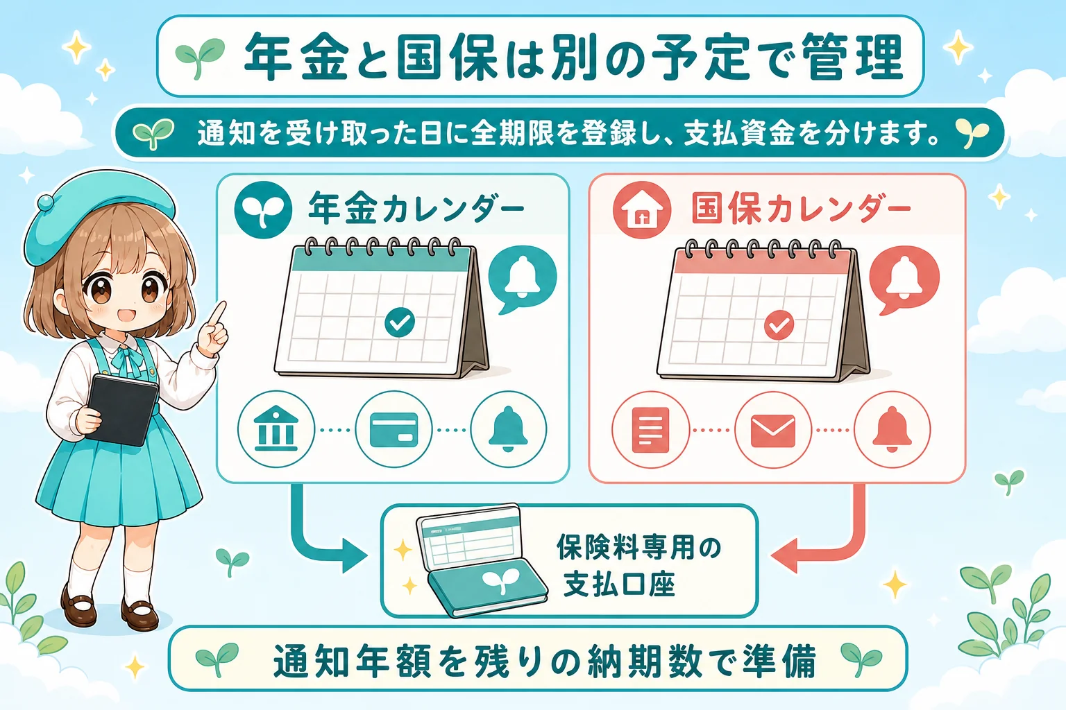 フリーランスの社会保険料はいつ払う?個人事業主(フリーランス)の納期・払い方:納め忘れを防ぐ年間スケジュールの作り方を解説する個人事業主(フリーランス)向け図解