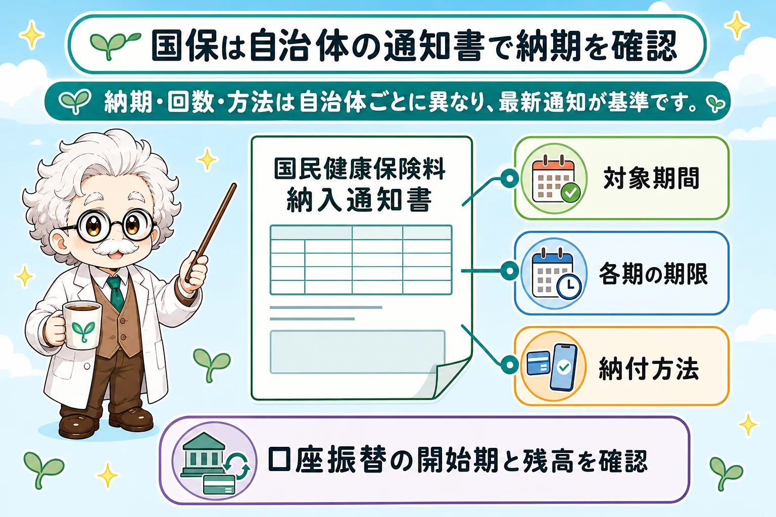 フリーランスの社会保険料はいつ払う?個人事業主(フリーランス)の納期・払い方:国民健康保険料の納期と払い方を解説する個人事業主(フリーランス)向け図解