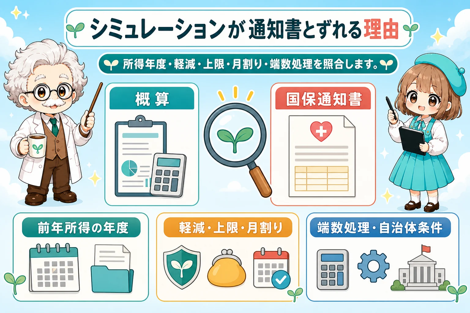 フリーランス社会保険料計算:シミュレーションが通知書とずれる理由を解説する個人事業主(フリーランス)向け図解