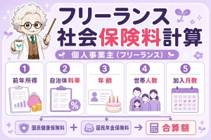 フリーランス社会保険料計算を解説する個人事業主（フリーランス）向け図解