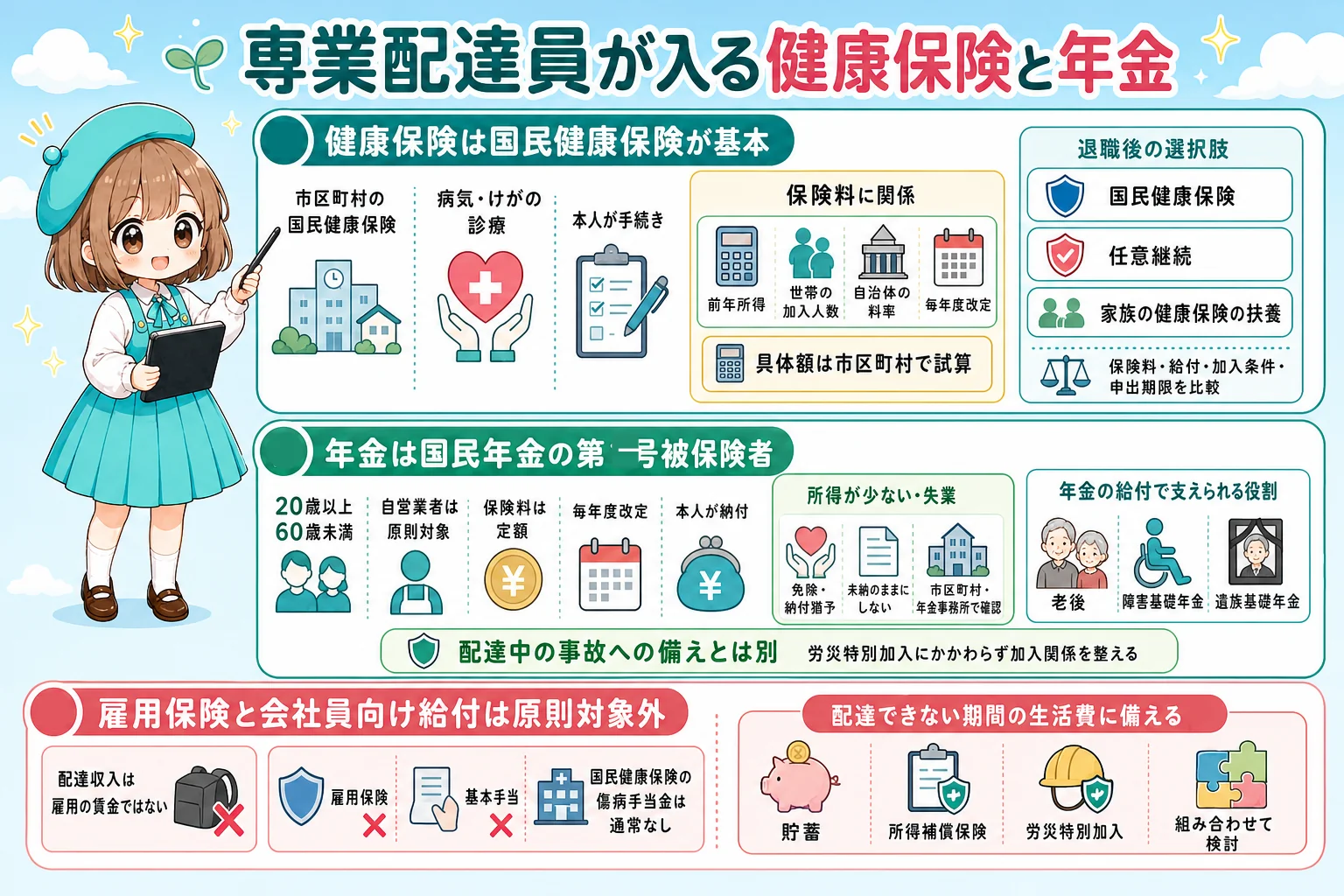 専業のUber Eats配達員が入る国民健康保険と国民年金