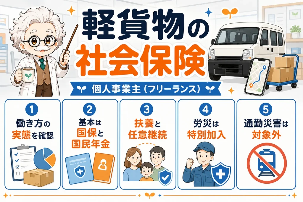 軽貨物の社会保険を解説する個人事業主（フリーランス）向け図解
