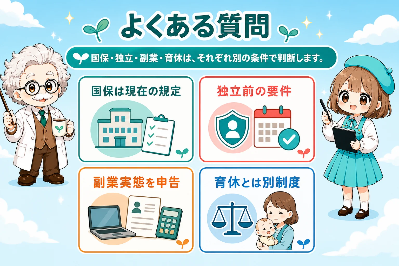 フリーランスの社会保険と傷病手当のよくある質問を整理した個人事業主(フリーランス)向け図解