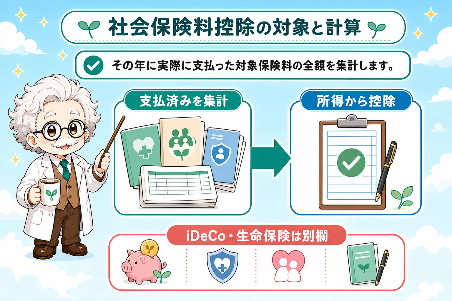 個人事業主の社会保険料控除:社会保険料控除の対象と計算を解説する個人事業主(フリーランス)向け図解