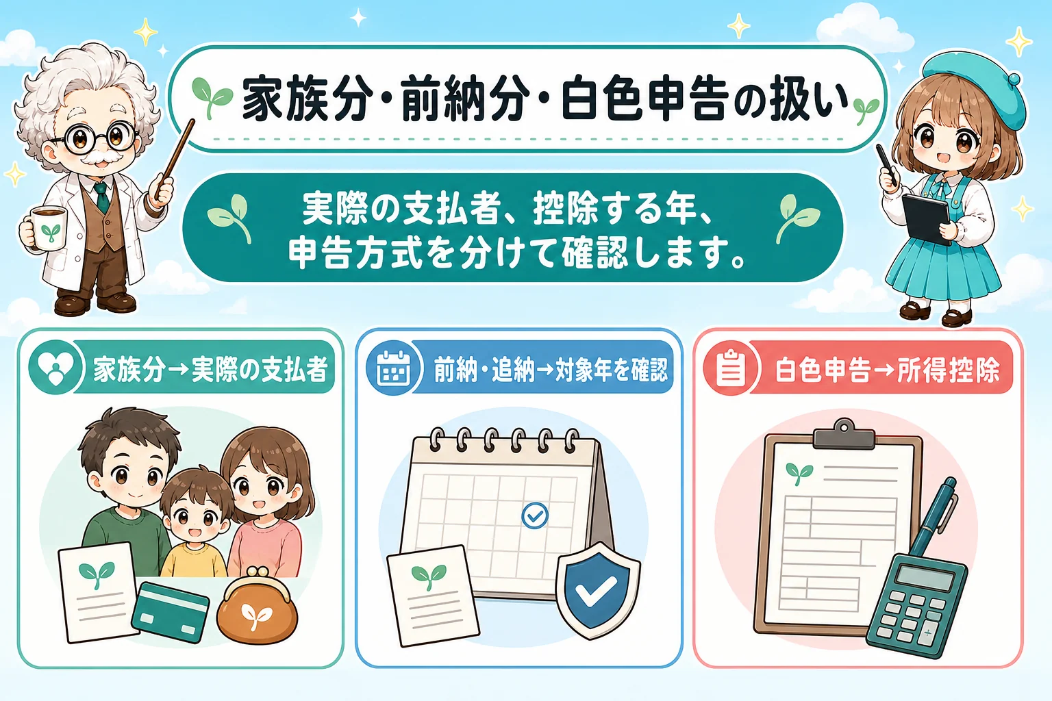 個人事業主の社会保険料控除:家族分・前納分・白色申告の扱いを解説する個人事業主(フリーランス)向け図解